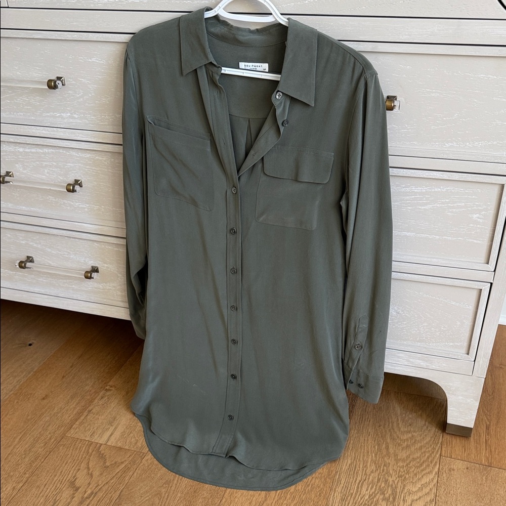 Equipment Olive Green Shirt Dress